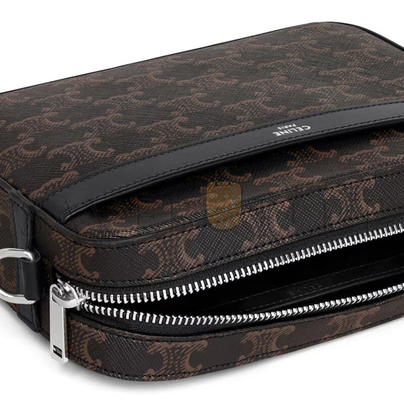 CELINE SMALL MESSENGER BAG IN TRIOMPHE CANVAS AND CALFSKIN 113942EVJ.38SI (20.5*15*5cm) CELINE SMALL MESSENGER BAG IN TRIOMPHE CANVAS AND CALFSKIN 113942EVJ.38SI (20.5*15*5cm)